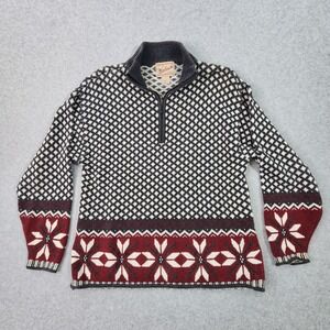 Woolrich Quarter Zip Sweater Womans Size Medium Geometric Gray Red‎
